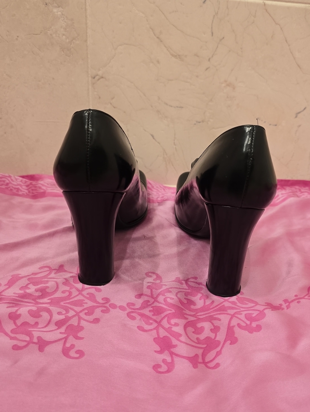 Dolce & Gabbana Leather Vintage mary jane classic square toe Block Heel 37.5 - Picture 5 of 11